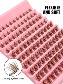 Asiteo 120pcs D Curl Brown Lash Clusters DIY Eyelash Extensions - Wispy & Natural Look, 8-16mm Mixed Lengths, Soft & Lightweight Individual False Eyelashes For Easy At-Home