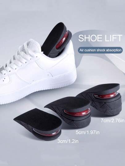 1 Paio di Solette Rialzanti Sportive Rimovibili Unisex, Assorbimento degli Urti Super Morbide, Accessorio per Scarpe Comfort Invisibile Semi-Imbottito con Cuscino d'Aria, Adatto per Scarpe Sportive, Casual e Stivali