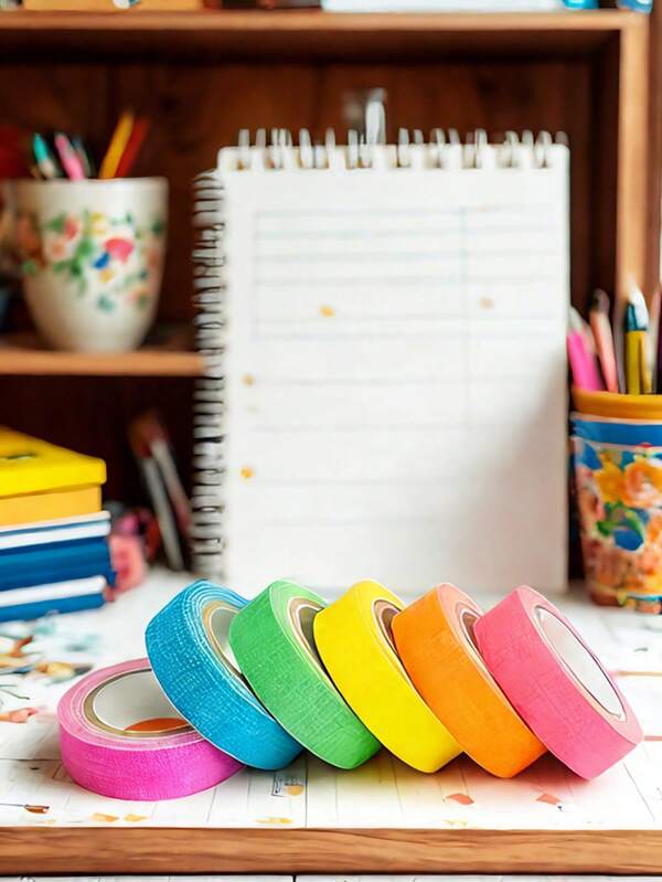 6 tiras de cinta neón, 6 colores, cinta fluorescente, decoraciones de fiesta de colores neón, Halloween, manualidades, cinta para contabilidad