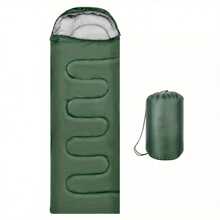 3-4 SEASON SINGLE SLEEPING BAGS CAMPING RECTANGULAR ENVELOPE ZIP UP ADULT - Green - View 1