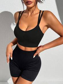 Seamless Sports Yoga Gym Outdoor Running Racerback Sports Bra For Young Women - Black - View 6