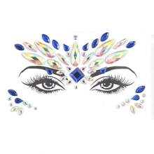 面部钻石贴纸 亚克力钻石贴纸 脸部贴纸 钻石艺术派对装饰脸部贴纸 - 彩色 - 查看 7