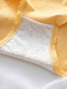 5 pièces / set Culottes à la taille moyenne avec imprimé mignon de bandes de dentelle et de dessins animés pour filles préadolescentes, respirantes. Culottes triangulaires pour étudiantes / filles préadolescentes