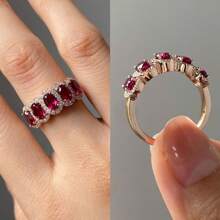 925 Silver Elegant Classic Fuchsia Zirconia Stone Ring, Birthstone Gift For Women, Bridal, Engagement, Wedding, Anniversary - Rose Gold - View 7
