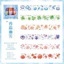 6 rotoli di adesivi a forma di fiori, nastro floreale trasparente in PET per agenda, fai-da-te, custodie per cellulare, scrapbook, calendario, buste, decorazione