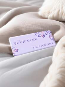 1pc Personalized Acrylic Name Tag Lapel Pin - Employee Name Badge - Nurse Doctor Teacher Badge - Purple Floral Badge - High Definition Printing - Magnetic Pin - Graduation Gift