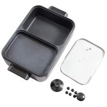 kangten Parties 2-In-1 Electric Hot Pot And Barbecue Grill Non-Stick Teppanyaki Flat Pan - Black - View 11