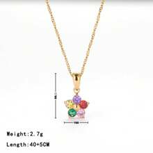 1pc 18K Gold Plated Stainless Steel Cubic Zirconia Flower Necklace, Suitable For Couples Everyday Wear