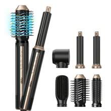 UKLISS 7 In 1 High-Speed Brushless Hot Air Styler – Multifunctional Hair Dryer Brush With Auto Curling, Straightening & Volumizing – Blow Dryer Brush With 4 Color Options (Blue/Black/White/Green)