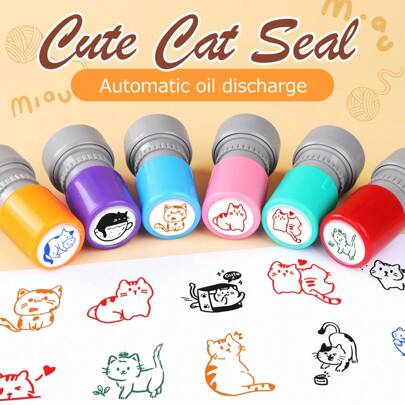 可爱猫咪宠物印章、DIY周边印章、可爱日记本卡通印章、可爱猫咪风格、教育教师及家长印章