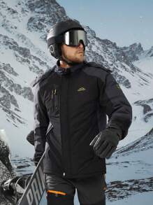 KEFITEVD Winter Jacket Men's Water-Resistant Fleece Jacket Snow Ski Jacket Military Tactical Jacket Coat Parka Hood Raincoat Ski Outfits - Carbon Grey - View 3