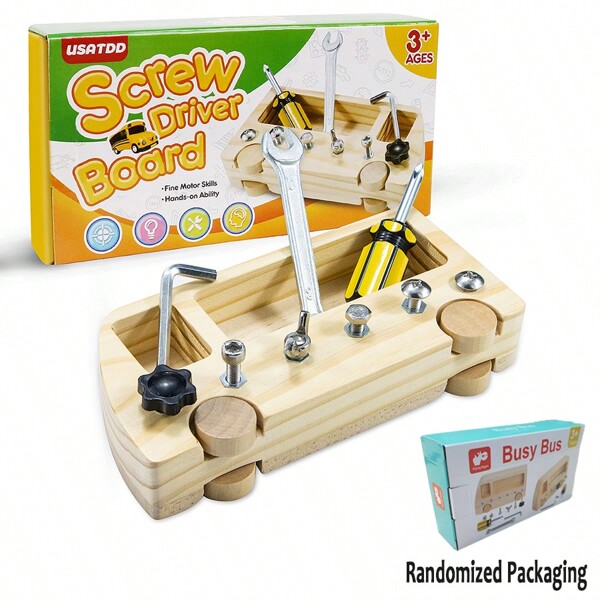 Kinder Hölzernes Montessori Schraubendreher Busy Board Set, Montessori Spielzeug für 3 4 5 Kleinkinder & Kinder, Vorschul Frühkindliche Lernspielzeug für Sensorik, Kleinkinder Feinmotorikspielzeug Klassenzimmer MINT Spielzeug für Kleinkinder