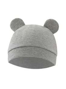 3顶新生儿熊耳帽，防抓针织婴儿帽，男女通用婴儿医院帽