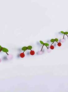 1pc Cherry Blossom Pom Pom Banner,Art Deco Cherry Blossom Garland Decor, Polyester Cherry Blossom Garlands, Colorful Ball Hanging Decoration, Fabric Cherry Pom Pom Banner, Wall Hanging For Wedding, Birthday Party, Valentine'S Day, Spring & Summer Room Wall DecorationDIY Threaded Ornament, No Power Needed, Suitable For Bedroom Wall, Holiday Party, Home Kitchen Festival Decor