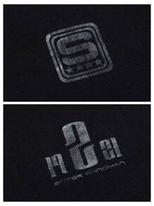 OVDY 1 件男士手工拉丝丝网印花拉链半开领户外高街短袖