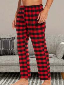 2 条男士格子印花休闲裤，轻便休闲睡裤，适合春季、夏季、秋季和冬季，加大码 - 彩色 - 查看 3