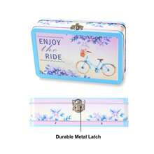 Durable Metal Storage Box With Hinged Lid – Gloss Finish Organizer For Office, Home, Room Decor, School, Makeup, First Aid, Crafts, Sewing, And Small Accessories (8.3''x5.1''x2.4'')