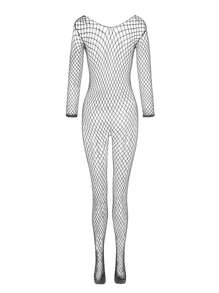 1 PC Sexy Lingerie Crotchless Erotic Stockings Strap-On Transparent Teddy Mesh Stockings Sexy Costume Woman Fishing Net Lingerie Tights