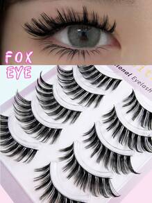 Asiteo 5 Pairs Of Ultra-Flattering Cat Eye Fox Eye False Eyelashes - Imitation Mink, Reusable, Instant Glamour Makeup Set For Multiple Applications