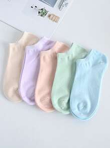10 Pairs Women Solid Color Minimalist Short Socks