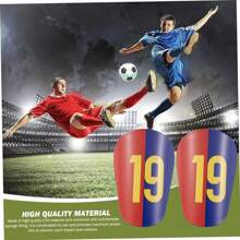1 par de protectores de espinilla talla grande gruesos con impresión de número de árbitro de fútbol mini para adultos