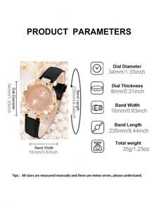 LIANDU LIANDU 女士手表 1 件休闲时尚全钻表盘石英表和 5 件波西米亚风手链套装女士手表适合女性派对、节日、生日佩戴或作为姐妹，是送给女士的最佳礼物（无盒） - 黑色 - 查看 5