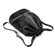 时尚大容量篮球背包旅行包，防水设计，抽绳口袋，便携式背包，运动篮球收纳袋，适合日常运动旅行、健身、短途旅行。 - 黑色 - 查看 5