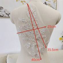 1pc Embroidery, Rhinestone, Sequin Leaf & Flower Applique, DIY Sewing Craft Supplies For Wedding Dress Decoration