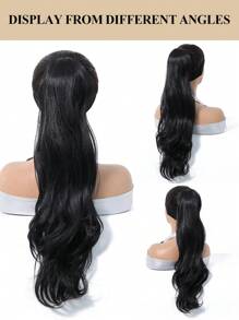 Long Curly Wavy Drawstring Ponytail Extensions Clip In Wavy Synthetic Hairpieces 26 Inch Black Ponytails Hair Piece Pony Tail Extension For Women