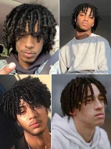 Funkige lockige Zopf Perücke, kurze synthetische Halbperücke mit einfach aufklippbaren Zöpfen, hitzebeständig, ideal für dünnes Haar & Feierlichkeiten, Perücken Accessoires Dreadlocks Haarverlängerungen Musikfestival Toupet Afro Haar für Frauen und Männer Topper Hairpieces