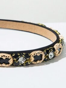 1pc Women's Retro Style Headband, Premium Thin Rhinestone Decoration Hairband, Simple Elegant Party Hair Accessory