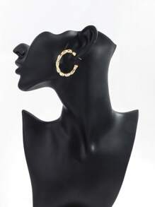 1 Set Of 9 Pairs Fashion Metal-Color Acrylic Asymmetrical C-Shape Hoop Earrings Set, Suitable For Daily Wearing For Women