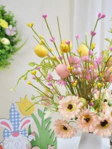 1PC/2PCS/4PCS Spring Artificial Flowers Easter Egg Branches Butterfly Tulip Daisy Carrot Colorful Berry Decoration Wedding Party Family Vase Centerpiece Perfect Easter Decoration Gifts Birthday Graduation