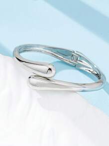 1 Set elegante y sencillo de joyas de brazalete con gota geométrica de metal liso con diseño de serpiente, adecuado para mujeres