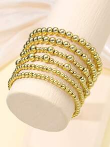 Set de 6 pulseras de cuentas simples para mujer, adecuadas para vacaciones, citas, regalos y combinación diaria