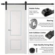 Sliding Barn 5FT Barn Door Sliding Kit Steel Slide Sliding Track Rail Hanger Roller Steel Rail Track System For Single Wooden Door - Variant1 - View 5
