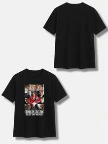 Camiseta personalizada personalizable para hombre, personalizar con texto, cargar tu foto/pareja/mejor amigo/mascota/paisaje/familia, camiseta negra para primavera/verano, atuendo del Día de San Valentín, regalo para fiestas, regalo de aniversario, uniforme de la empresa, atuendo de festival de música, regalo para él, camiseta de cuello redondo de manga corta para hombres, ropa para fiestas, camisa negra para hombres, ropa de primavera/verano