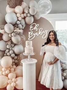 Oh Baby「嬰兒派對背景裝飾－毛氈材質」Oh Baby Logo 橫幅，男嬰與女嬰派對裝飾，性別揭曉派對 - 白色 - 查看 4