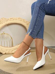 New Slim Pointed Toe High Heels Women, Thin Stiletto Minimalist Closed Toe Side Cutout Single Strap Backstrap Sandals