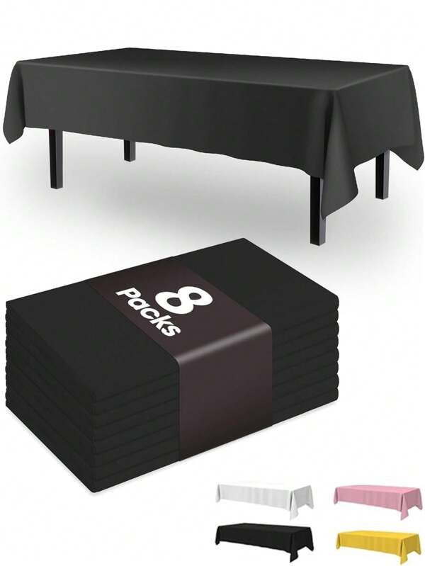 8 peças - Toalha de mesa descartável para festa, folha de plástico PE à prova d'água, toalha de mesa de sobremesa de aniversário de cor sólida, adequada para casamentos ao ar livre, despedidas de solteira, festas de Natal, banquetes de aniversário, acampamento, ação de graças, dia das mães