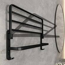 Matte Black 50cm Folding Hook Towel Rack Wall Mount Aluminum Towel Rack - màu đen - Xem 5