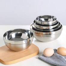 1 件/6 件不锈钢双层防滑防烫闪亮餐碗，可堆叠，易于清洁，适用于面碗、饭碗、汤碗，适用于家庭、酒店、婴儿使用、圣诞派对、成人和儿童