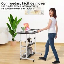 Escritorio Elevable con Ruedas y 3 Niveles, Mesa Auxiliar Ajustable para Laptop 60*40cm - Negro - Ver 4