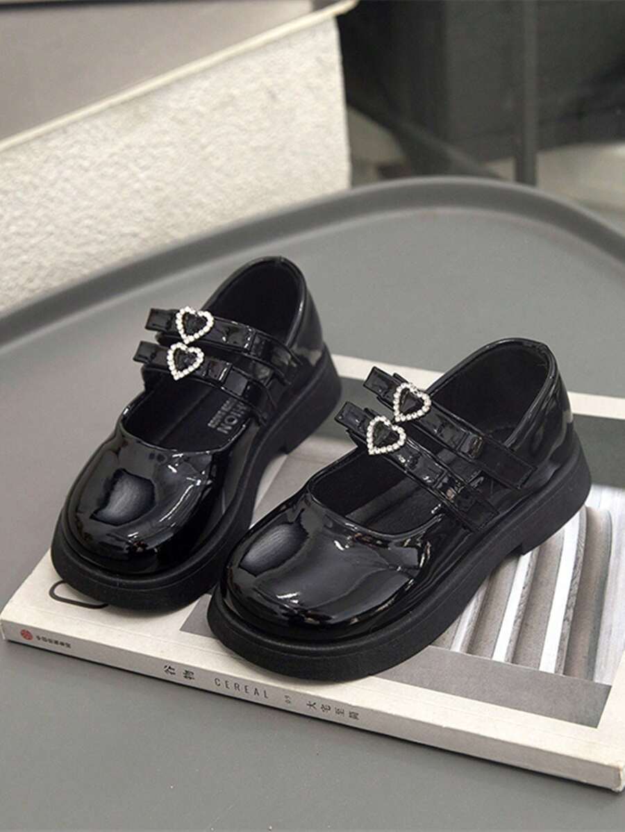 Fashionable Hook And Loop Double Heart Girls Princess Shoes, Lightweight & Versatile