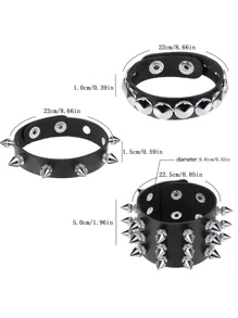 Brățări cu țepi, punk, din piele, cu nituri, brățară tip manșetă pentru bărbați și femei, set de brățări punk rock, brățară tip manșetă din piele cu țepi, anii '80, brățară emo, accesorii punk reglabile, brățară tip manșetă din piele cu țepi, pentru purtare zilnică și cadouri, bal, Halloween