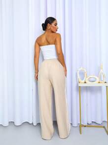 Striped Palazzo Pants - 米色 - 查看 3