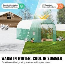 Walk-In Tunnel Greenhouse, 29.5x9.8x6.6 Ft Or 29.2x9.7x6.5 Ft Or 27.4x9.5x7.4 Ft Or 14.6x6.4x6.3 Ft Or 9.6x6.4x6.2 Ft Or 19.4x9.7x6.5 Ft Or 11.3x6.4x6.3 Ft Hoop House With Galvanized Steel Frame, PE Cover, Zipper Door, 12 Windows For Outdoor Use - 9.6x6.4x6.2 ft, Green PE Cover, Roll-up Zipper Door and 6 Windows - 查看 4