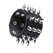 Brățări cu țepi, punk, din piele, cu nituri, brățară tip manșetă pentru bărbați și femei, set de brățări punk rock, brățară tip manșetă din piele cu țepi, anii '80, brățară emo, accesorii punk reglabile, brățară tip manșetă din piele cu țepi, pentru purtare zilnică și cadouri, bal, Halloween