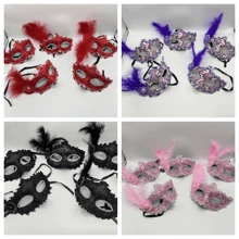 Sanrio 1pc Carnival Party Mask, Masquerade Mask For Women, Feathered Princess Mask For KTV, Pool Party, Sexy Half Face Mask, Costume Mask
