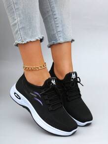 STEPREACH 秋冬女士春季新款休闲运动鞋，时尚透气轻便防滑运动鞋，平底乐福鞋 - 黑色 - 查看 4